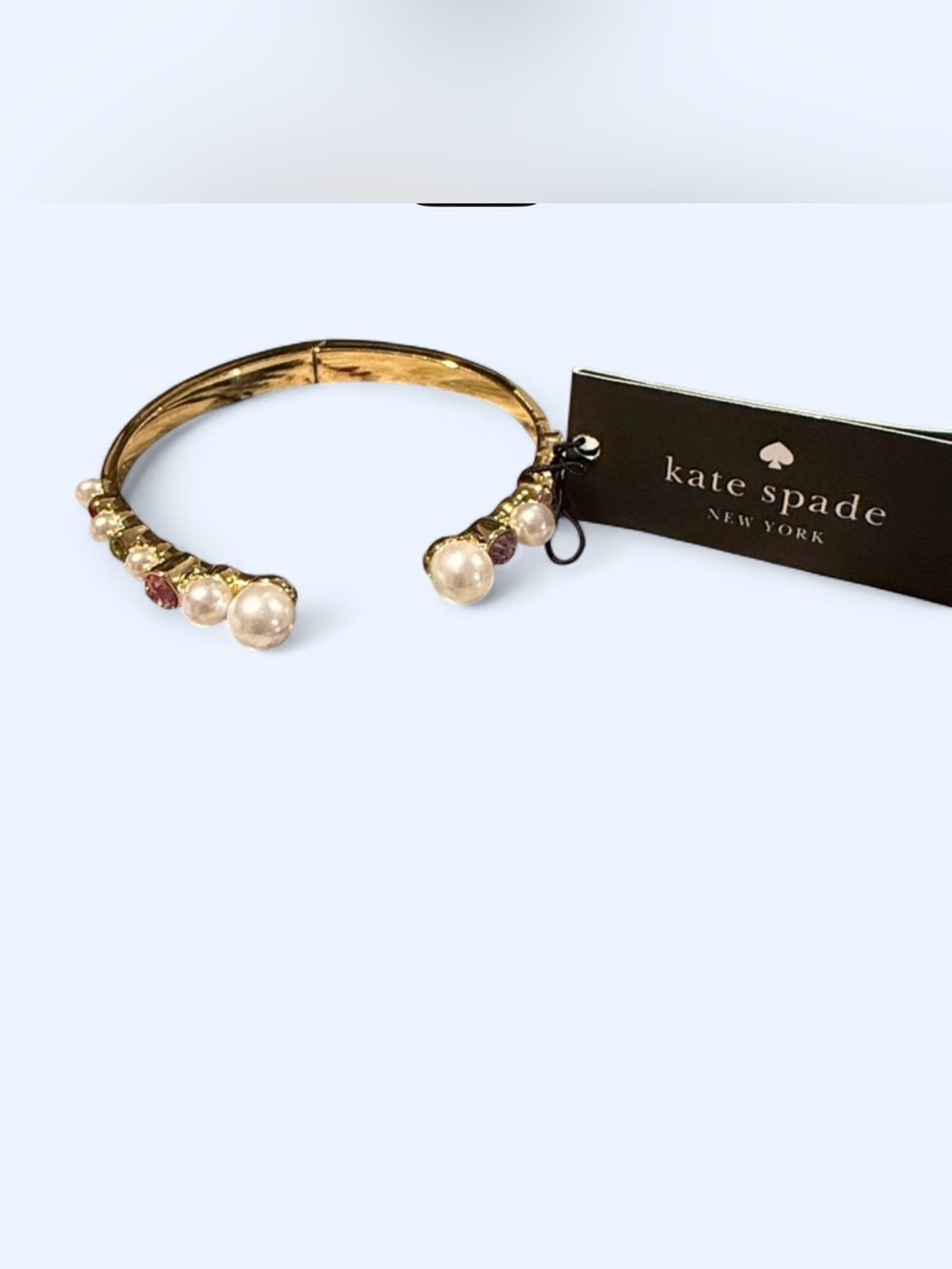 kate spade Gold Bangle with Pearls and multicolor crystals